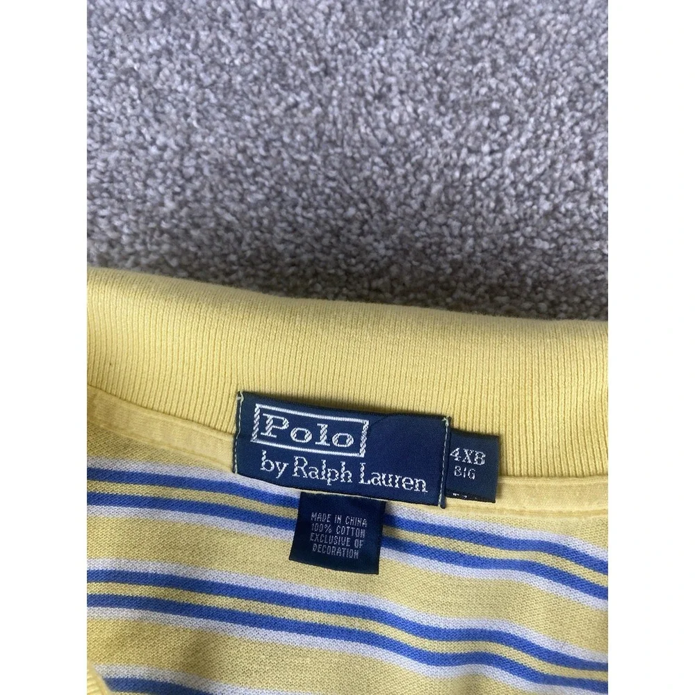 Polo Ralph Lauren Yellow/White/Blue Striped Polo Mens 4XB Red Pony Preppy Cotton